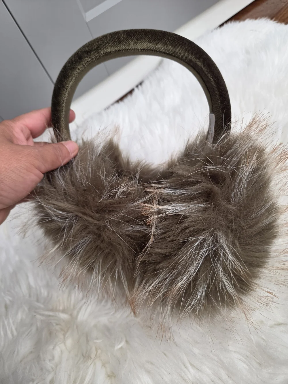 Anthropologie Violet & Brooks Faux Fur Ear Muffs - Brown with Taupe Highlights